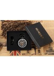 Luxury Hand Wind Mechanical Pocket Watch Vintage Hollow Steampunk Men Watches Roman Numeral Clock With Fob Chain Reloj Hombre