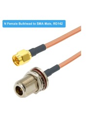 BEVOTOP RG142 N Male Plug to SMA Male RF Connector Cable Adapter Jumper Coaxial Pigtail RG-142 Extension Cord 10cm 15cm 50cm 1m