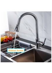 Blacked Kitchen Faucet Single Handle Pull Down White Kitchen Tap Single Hole Brushed Nickel Water Faucets Mixer Tap