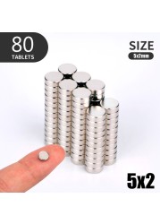 20 40 80pcs/lot 6x2 5x1 5x1.5 5x2mm Hot Magnet Small Round Strong Magnet Rare Earth Neodymium Magnet