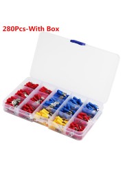 280pcs/set Cable Lugs Assortment Kit Flat Wire Female and Male Insulated Electrical Wire Connectors Cable Terminals Crimp Terminal Set Kit