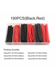 Boxed 150/190pcs Red Black Polyvin Heat Shrink Tubing Cable Tube Sleeving Kit Wrap Wire Set Heat Shrink Tubing Cable Sleeves