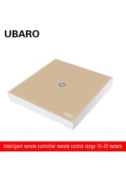 UBARO 86*86mm 433 RF Wireless Transmitter Controller Panel Tempered Glass Remote Manuel Button Without Battery 1/2/3 Gang