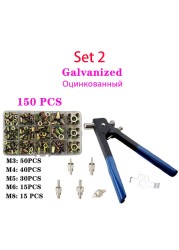 150pcs Rivet Nut Thread Insert Stainless Steel Rivet Nut Rivet Nut With Threaded Retainer Mechanical Tools Clamping Lever Rivet Nut Set