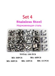 150pcs Rivet Nut Thread Insert Stainless Steel Rivet Nut Rivet Nut With Threaded Retainer Mechanical Tools Clamping Lever Rivet Nut Set