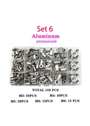 150pcs Rivet Nut Thread Insert Stainless Steel Rivet Nut Rivet Nut With Threaded Retainer Mechanical Tools Clamping Lever Rivet Nut Set