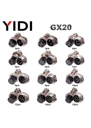 3/5 Sets GX12 GX16 GX20 Air Connector Male + Female 2 3 4 5 6 7 8 9 10 12 Cores 12/16/20mm Circular Aviation Socket Plug Connector