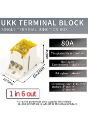 Multiport Distribution Box Universal Wire Connector Terminal Blocks Waterproof Junction Box UKK 80A