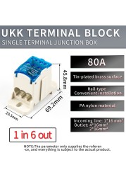 Multiport Distribution Box Universal Wire Connector Terminal Blocks Waterproof Junction Box UKK 80A