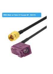 RAL4004 Male/Female Fakra D to SMA Male Right Angle RG174 Cable Adapter GSM Antenna Extension Cord RF Coaxial Pigtail Jumper