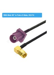 RAL4004 Male/Female Fakra D to SMA Male Right Angle RG174 Cable Adapter GSM Antenna Extension Cord RF Coaxial Pigtail Jumper