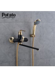 Potato Bathroom Faucet Chrome Outlet Pipe Hot and Cold Water Bath Mixer With ABS Shower Head p22219-