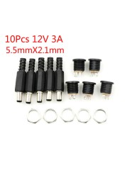 DC Power Connectors Pin Female Plug Jack Male Plug Jack Socket Adapter PCB Base DIY Adapter Connectors