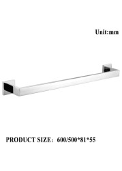 Chrome Polished Double Towel Bars Bathroom Towel Hanger Stainless Steel Bathroom Accessories Soap Dish Toilet Brush Holder