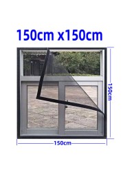 Inset window screen mesh, air tulle adjustable summer invisible anti mosquito net fiberglass removable washable customize screen