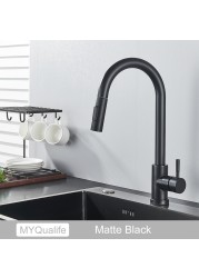 Free Shipping Black Kitchen Faucet Two Function Single Handle Pull Out Mixer Deck Mounted Hot and Cold Water Taps