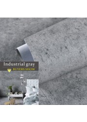 Cement self-adhesive wallpaper bedroom decoration clothing store gray Nordic industrial wind for modern wall decoration