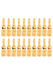 20pcs/10pairs Nakamichi Banana Plug 24K Gold Plated 4mm Banana Connector With Screw Lock For Audio Jack Speaker Plugs Black And Red