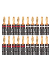 20pcs/10pairs Nakamichi Banana Plug 24K Gold Plated 4mm Banana Connector With Screw Lock For Audio Jack Speaker Plugs Black And Red