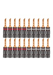 20pcs/10pairs Nakamichi Banana Plug 24K Gold Plated 4mm Banana Connector With Screw Lock For Audio Jack Speaker Plugs Black And Red