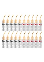 20pcs/10pairs Nakamichi Banana Plug 24K Gold Plated 4mm Banana Connector With Screw Lock For Audio Jack Speaker Plugs Black And Red