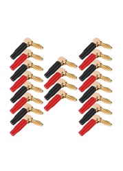 20pcs/10pairs Nakamichi Banana Plug 24K Gold Plated 4mm Banana Connector With Screw Lock For Audio Jack Speaker Plugs Black And Red