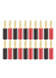 20pcs/10pairs Nakamichi Banana Plug 24K Gold Plated 4mm Banana Connector With Screw Lock For Audio Jack Speaker Plugs Black And Red