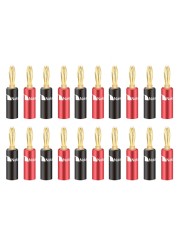 20pcs/10pairs Nakamichi Banana Plug 24K Gold Plated 4mm Banana Connector With Screw Lock For Audio Jack Speaker Plugs Black And Red