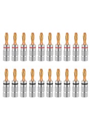 20pcs/10pairs Nakamichi Banana Plug 24K Gold Plated 4mm Banana Connector With Screw Lock For Audio Jack Speaker Plugs Black And Red