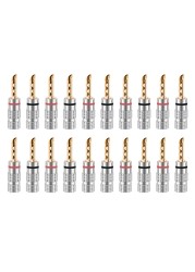 20pcs/10pairs Nakamichi Banana Plug 24K Gold Plated 4mm Banana Connector With Screw Lock For Audio Jack Speaker Plugs Black And Red