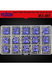 300pcs DIN916 M3 M4 M5 12.9 Grade Black Socket Screw Assortment Allen Head Socket Hex Set Grub Screw Box Kit