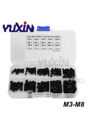 300pcs DIN916 M3 M4 M5 12.9 Grade Black Socket Screw Assortment Allen Head Socket Hex Set Grub Screw Box Kit