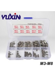 300pcs DIN916 M3 M4 M5 12.9 Grade Black Socket Screw Assortment Allen Head Socket Hex Set Grub Screw Box Kit