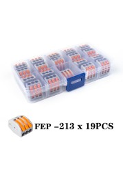 19/20/29/46pcs Boxed Universal Fast Wire Connector Compact Wire Terminal 0.08-2.5mm2 212/213/214/215/218 Mixed