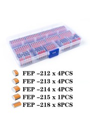 19/20/29/46pcs Boxed Universal Fast Wire Connector Compact Wire Terminal 0.08-2.5mm2 212/213/214/215/218 Mixed