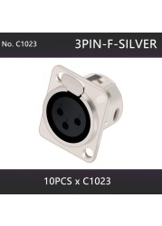 10pcs 3/4/5 Pins XLR Male Plug Female Socket Connector, Panel Mount, Zinc Alloy Shell Brass Connections, Silver and Black Housing