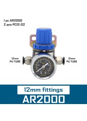 AR2000 1/4'' Mini Pneumatic Air Pressure Relief Control Compressor Regulator Treatment Units Valve Gauge Fitting