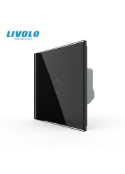 Livolo Luxury Wall Touch Sensor Switch, EU Standard 1 Gang 1Way Light Switch, Crystal Glass 220-250, C701-1/2/5