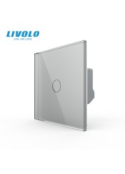 Livolo Luxury Wall Touch Sensor Switch, EU Standard 1 Gang 1Way Light Switch, Crystal Glass 220-250, C701-1/2/5