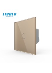 Livolo Luxury Wall Touch Sensor Switch, EU Standard 1 Gang 1Way Light Switch, Crystal Glass 220-250, C701-1/2/5