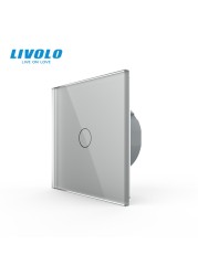 Livolo Luxury Wall Touch Sensor Switch, EU Standard 1 Gang 1Way Light Switch, Crystal Glass 220-250, C701-1/2/5