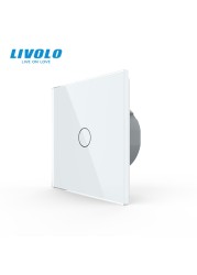 Livolo Luxury Wall Touch Sensor Switch, EU Standard 1 Gang 1Way Light Switch, Crystal Glass 220-250, C701-1/2/5