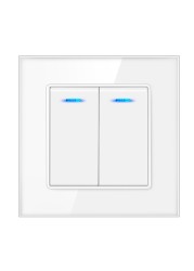 DXDXTT Push Button Light Switch 2 Way Stair Wall Switches 220V LED Tempered Glass Panel EU Standard 1/2/3 Gang Home Improvement