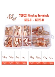 260/240/60CPS Assortment Auto Car Copper Toroidal Arm Wire Crimp Connector Bare Battery Terminal Cable Soldered Connectors Kit