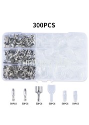 300PCS Bullet Terminal Car Electrical Wire Connector Diameter 4mm Male + Female 1 : 2 Transparent Sheath Crimping Kit with Box