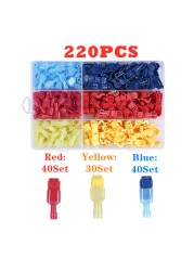 120/480pcs T-Tap Wire Connectors, Self Stripping Quick Splice Electrical Wire Terminals, Male Quick Cut Spade