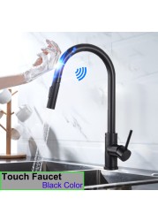 Gold Touch Filter Kitchen Mixer Tap Dual Handle Hot Cold Brass Kitchen Sink Faucets Smar Sensor Touch Pull Out Kitchen Faucets