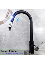 Gold Touch Filter Kitchen Mixer Tap Dual Handle Hot Cold Brass Kitchen Sink Faucets Smar Sensor Touch Pull Out Kitchen Faucets