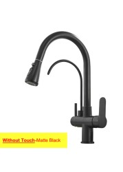 Gold Touch Filter Kitchen Mixer Tap Dual Handle Hot Cold Brass Kitchen Sink Faucets Smar Sensor Touch Pull Out Kitchen Faucets