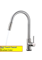 Gold Touch Filter Kitchen Mixer Tap Dual Handle Hot Cold Brass Kitchen Sink Faucets Smar Sensor Touch Pull Out Kitchen Faucets